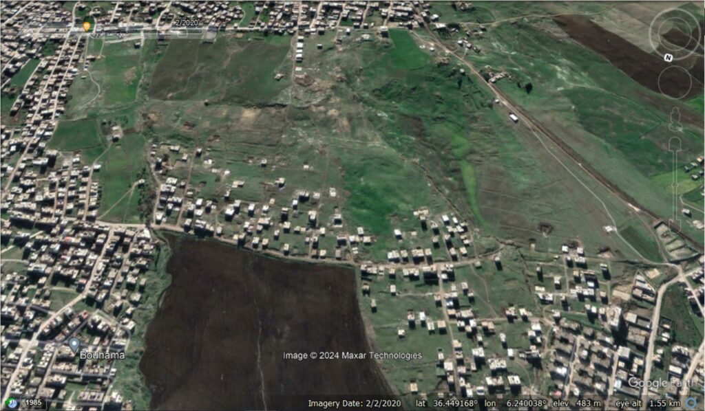 Google Earth image of the El Kherba landslide in Algeria prior to reactivation.