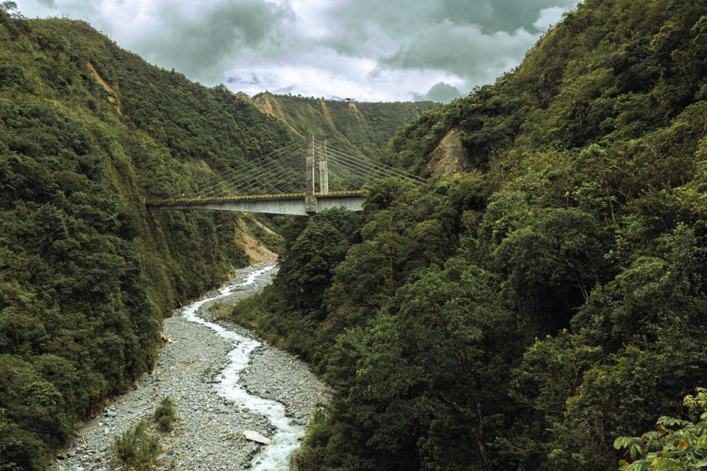 The site of the 28 June 1974 Quebrada Blanca landslide disaster in Colombia, as it is today.