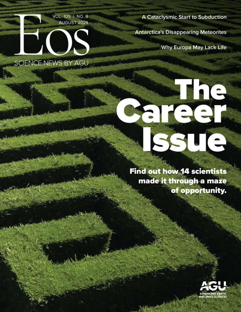 Cover of the August 2024 issue of Eos