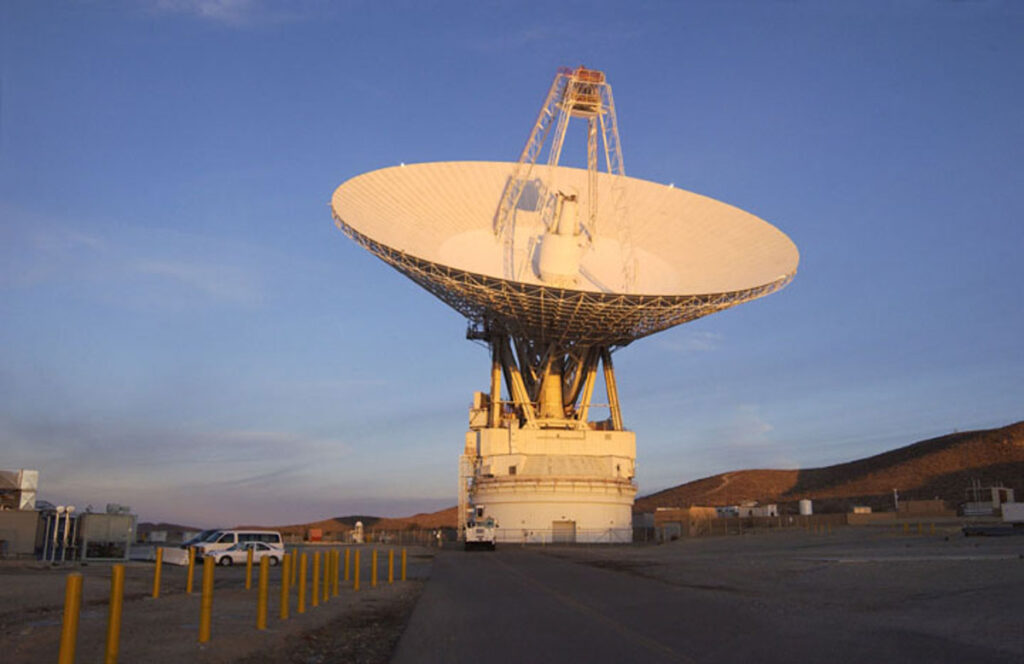 DSS-14, a radio telescope in the California desert.