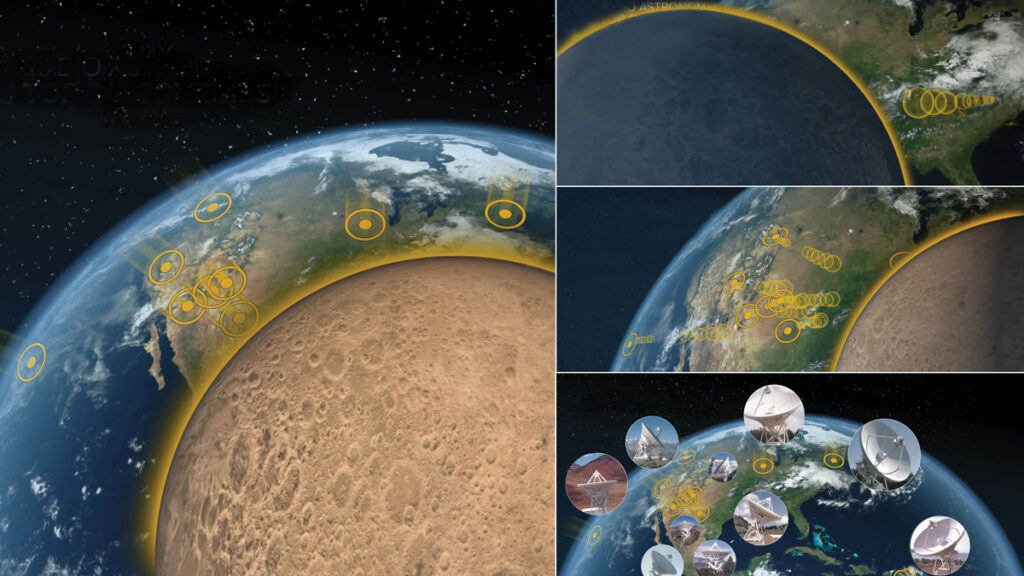 Illustration of the Next Generation Radar project, including several ground-based telescopes.