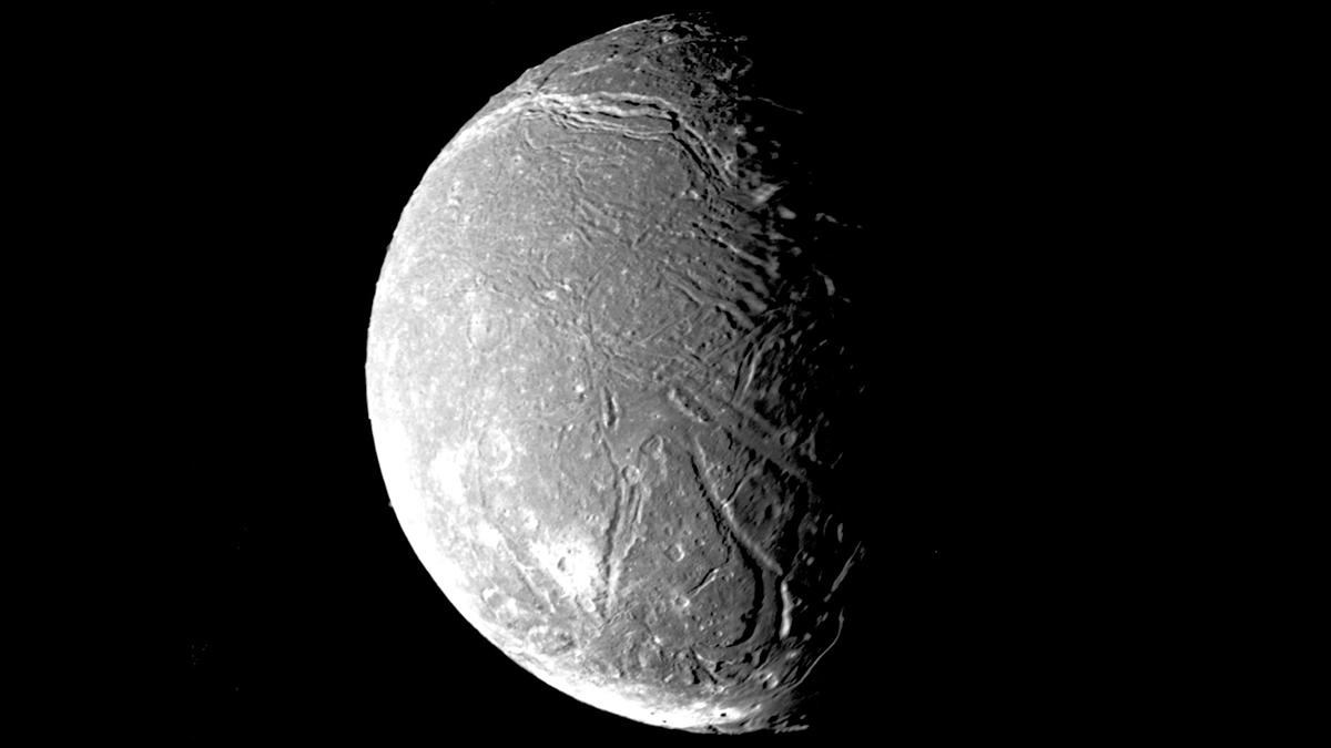 Photo of Ariel, one of Uranus’ moons.