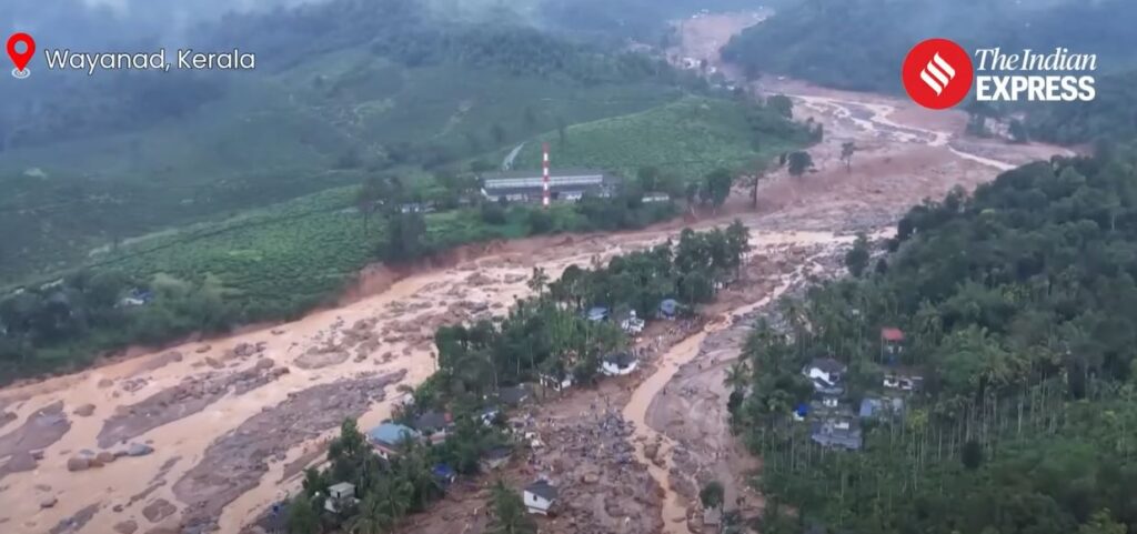 Drone imagery of the aftermath of the 30 July 2024 landslides in Wayanad, India. 