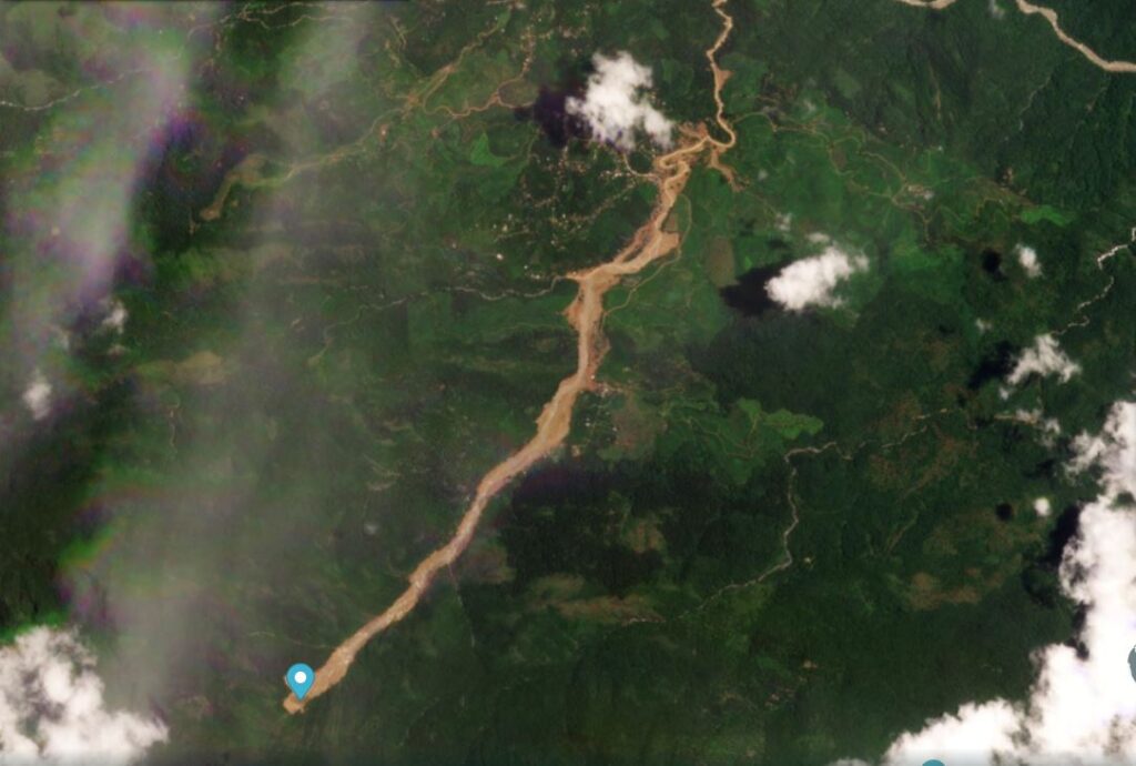 Planet Labs image of the 30 July 2024 landslide at Wayanad in Kerala, India.