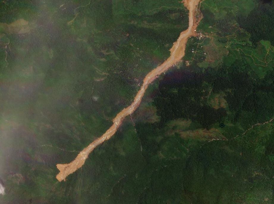 Planet Labs image of the source area of the 30 July 2024 landslide at Wayanad in Kerala, India.