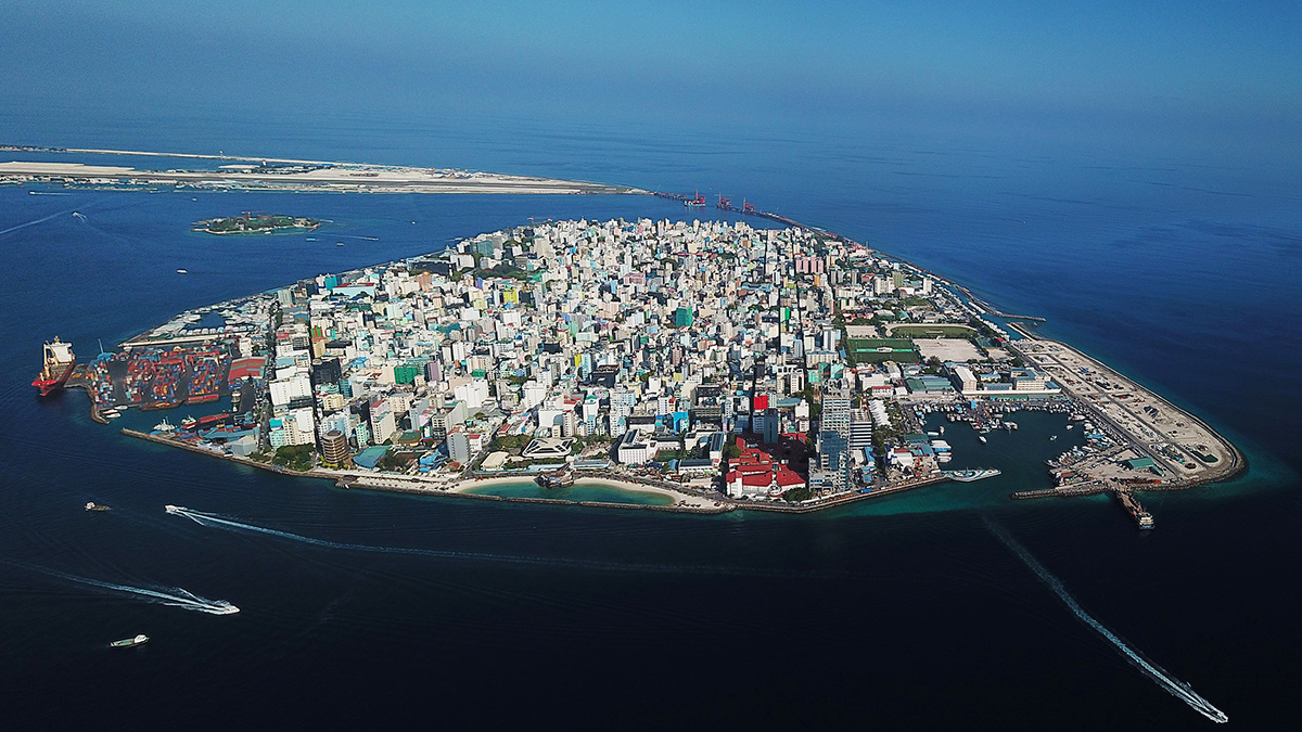 An aerial view of Malé, the capital of the Maldives