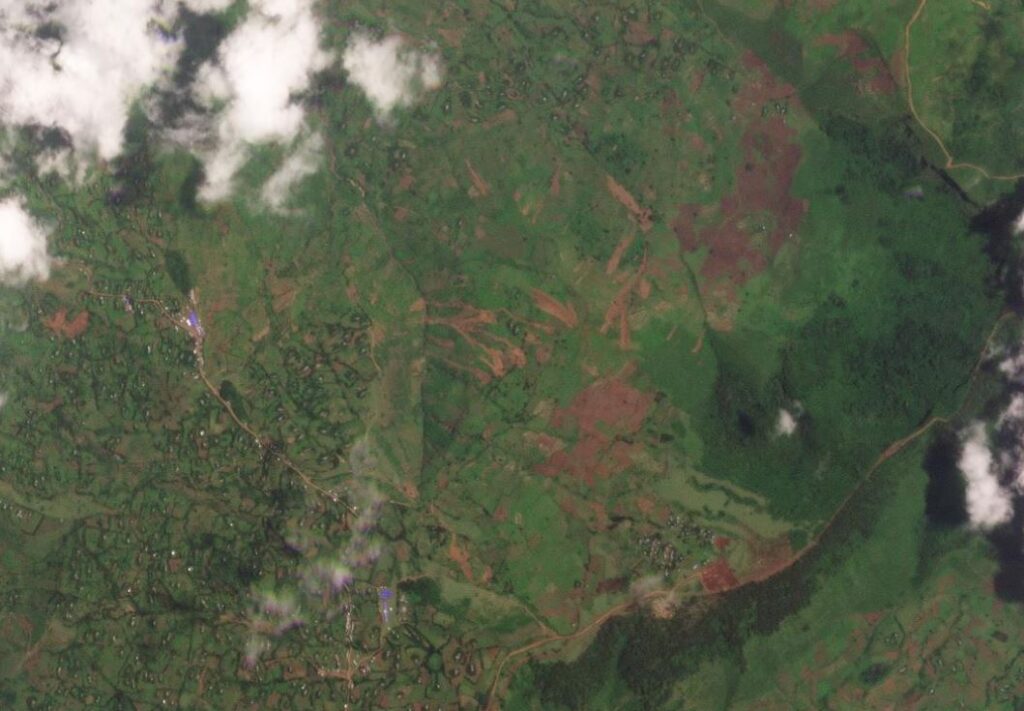 A cluster of new landslide in the Gofa Zone of Ethiopia. 