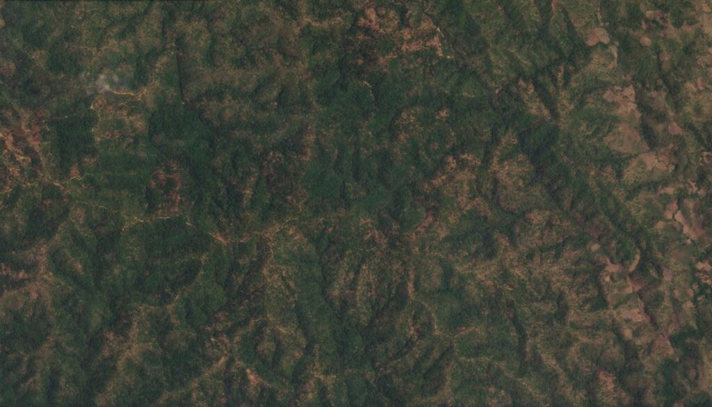 Satellite image of an area of upland Myanmar, collected before Typhoon Yagi.