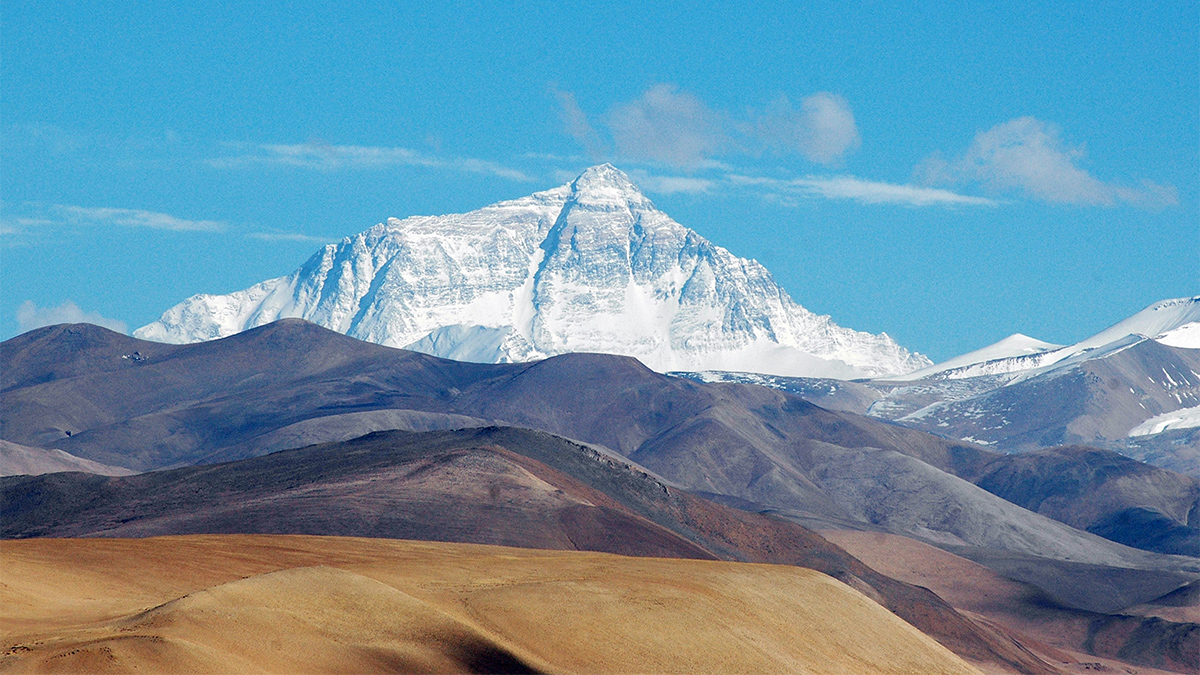 Mount Everest seen from far away