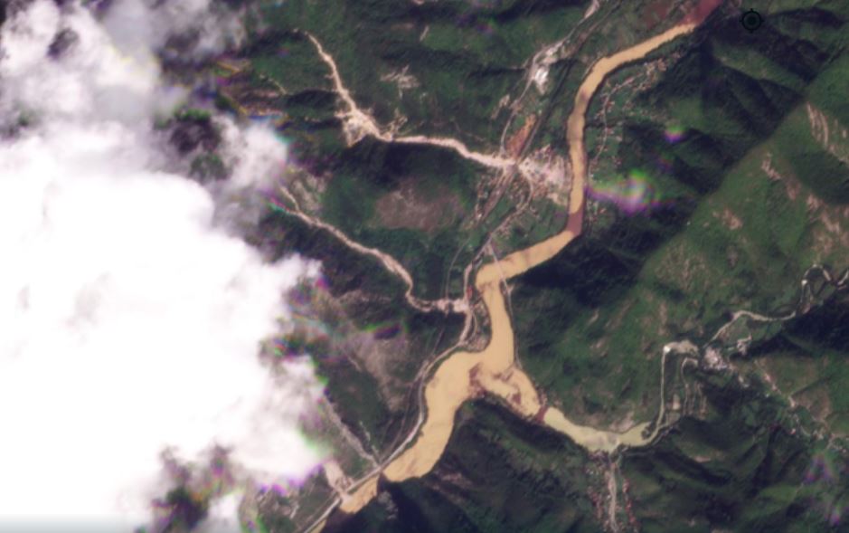 Planet Labs satellite image of Donja Jablanica immediately after the 4 October 2024 debris flow.