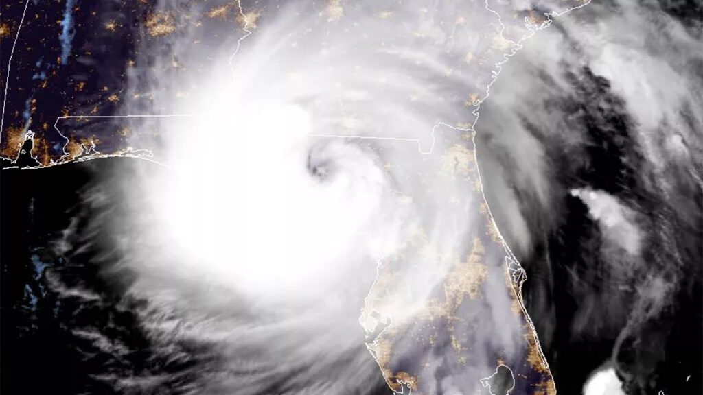 Satellite image of Hurricane Helene with its eye over the Florida coast
