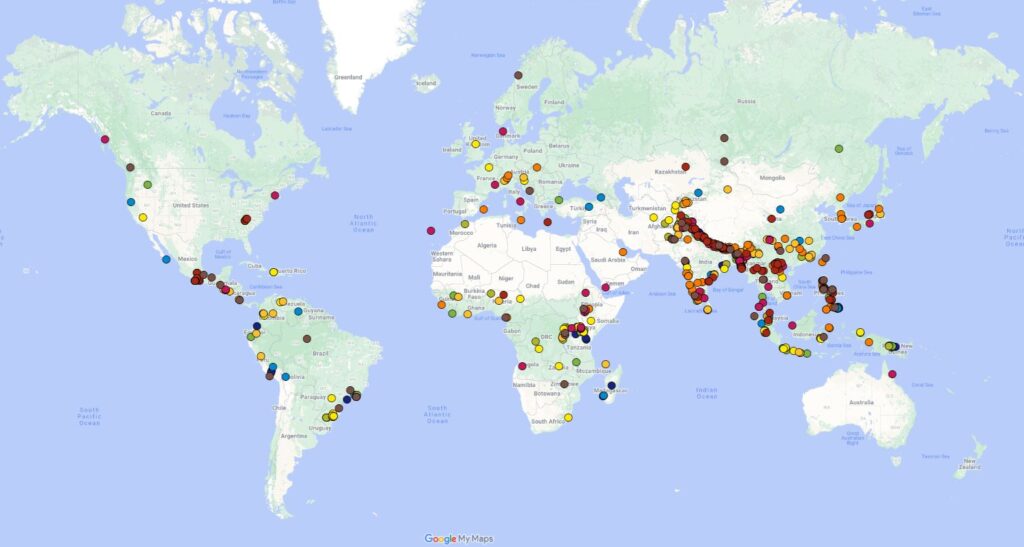 The distribution of fatal landslides in 2024 to the end October.
