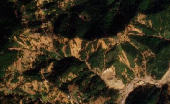 A satellite image of a part of Kavre after the September 2024 rainstorm. Image copyright Planet Labs, used with permission. Image dated 22 October 2024.