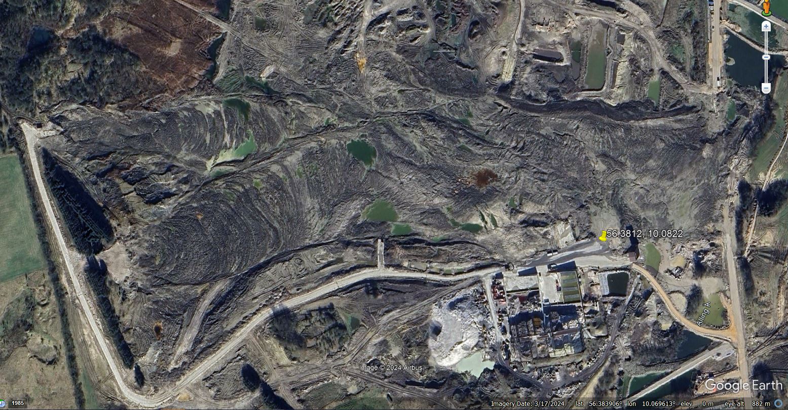 A Google Earth image from March 2024 showing the Nordic Waste landslide.