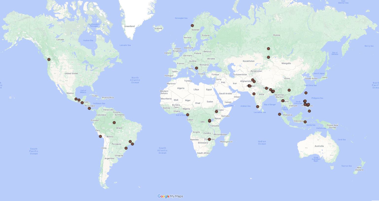 The distribution of fatal landslides in October 2024.