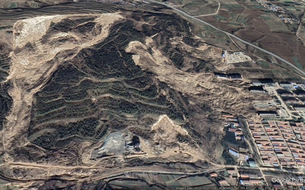 A Google Earth view of the 1 September 2022 Huzhu landslide in China.