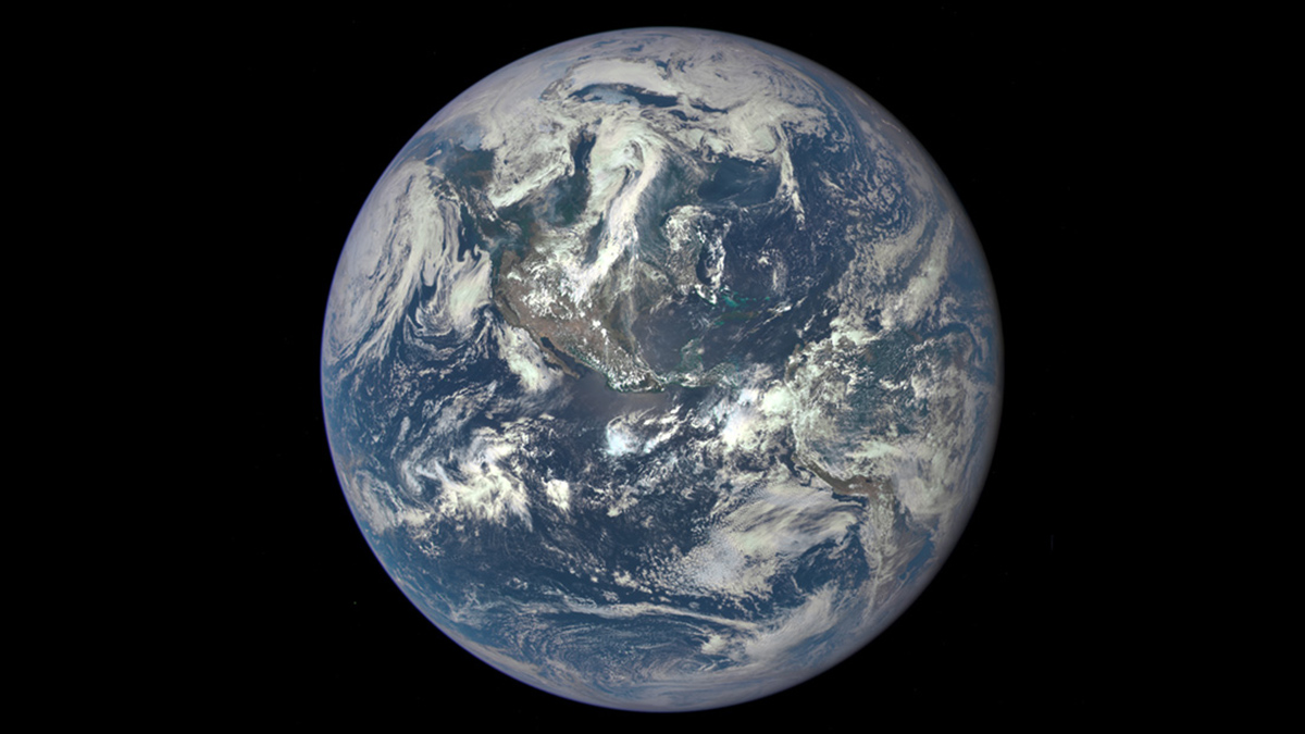 The sunny side of Earth as viewed from the Deep Space Climate Observatory.