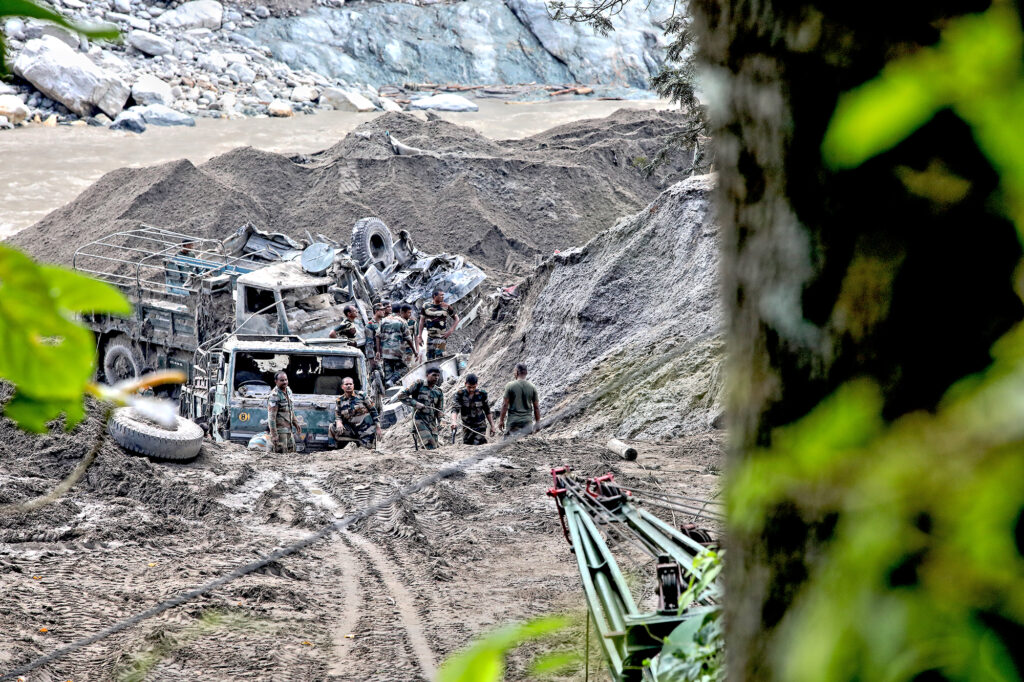 The aftermath of the GLOF along the Teesta Valley.