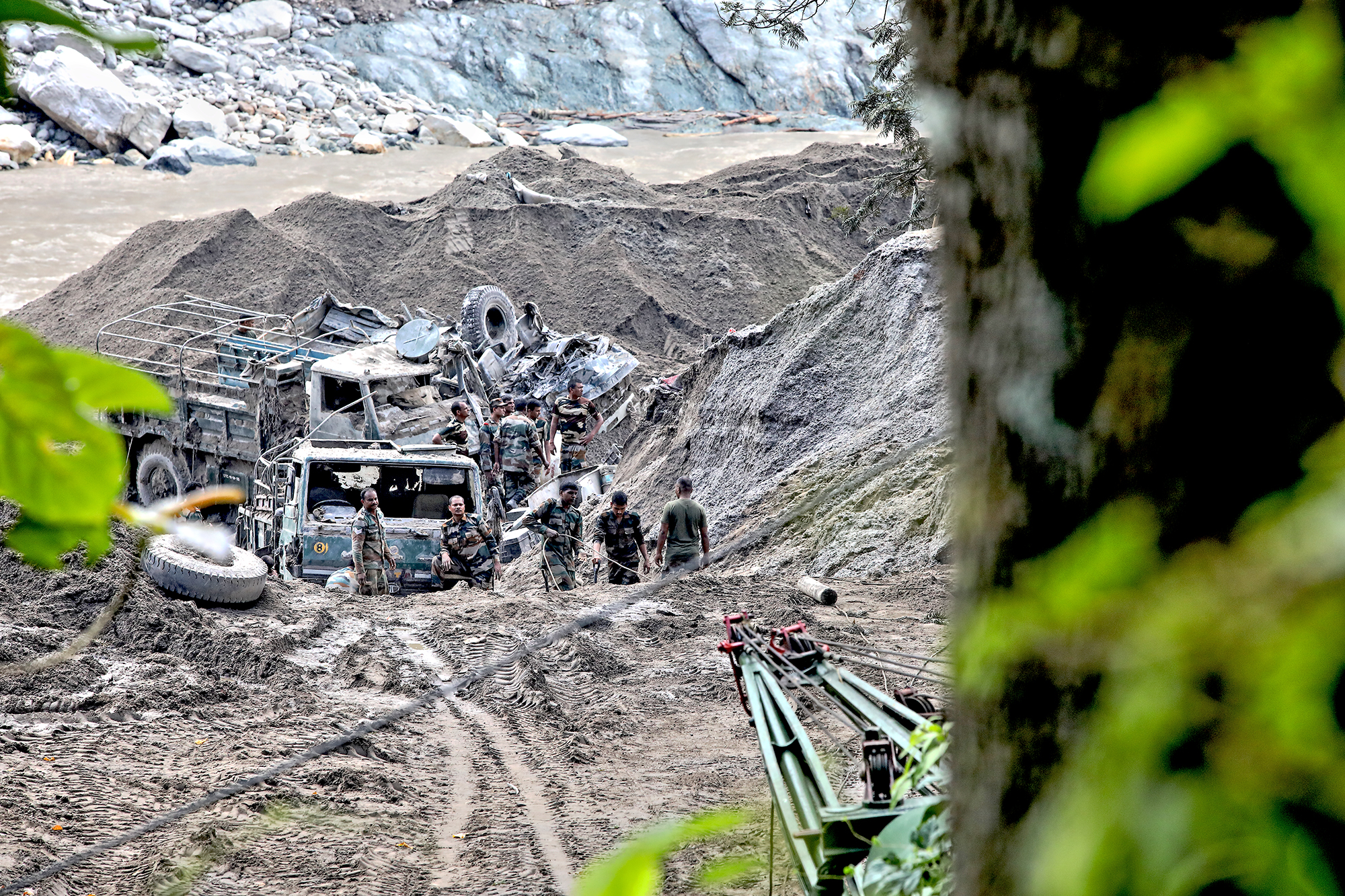 The aftermath of the GLOF along the Teesta Valley.