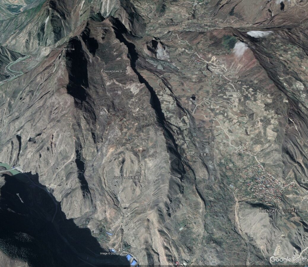 Google Earth image of the Suoertou landslide.