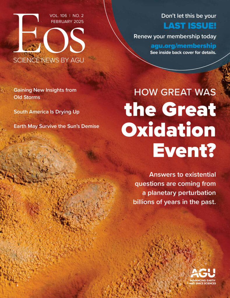 Cover of the February 2025 issue of Eos