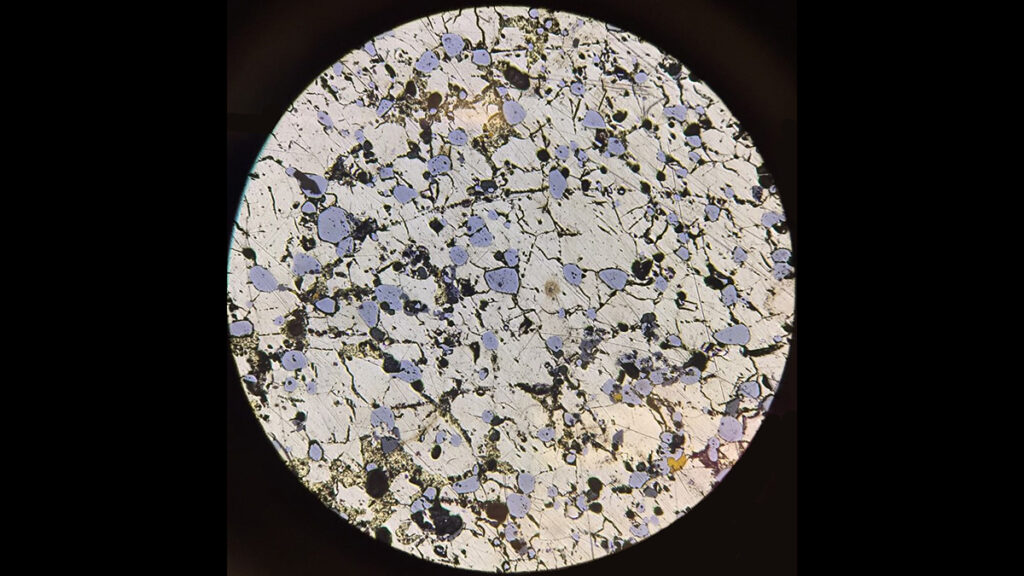 Microscopic image of the mineral pyrrhotite