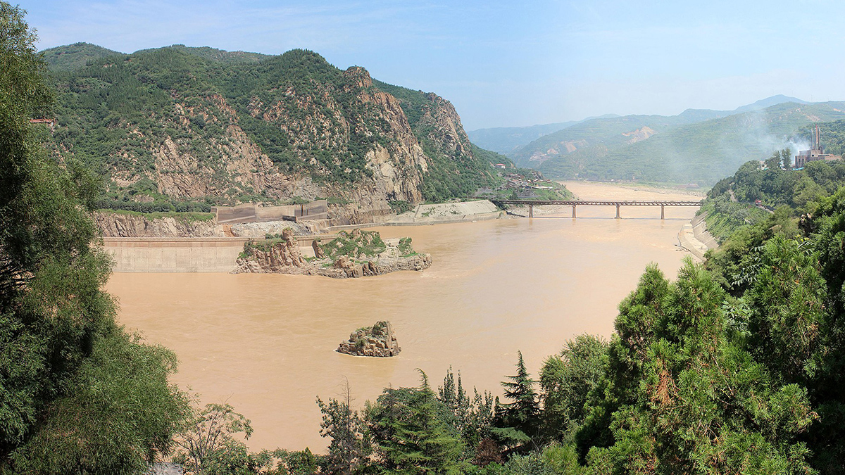China’s Yellow River flowing in a large valley