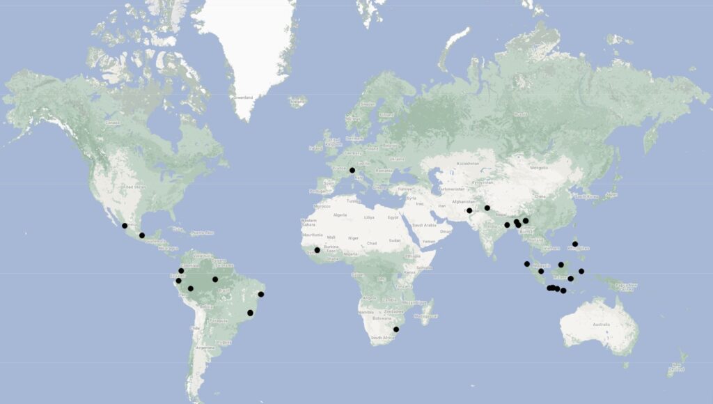 The geographical distribution of fatal landslides in January 2025.