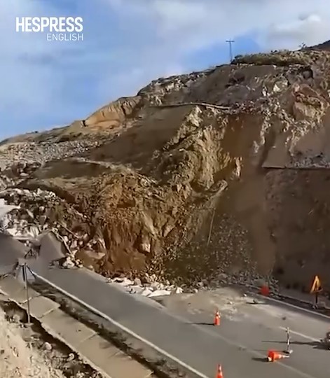 The aftermath of the 25 January 2025 landslide near to El Jebha in Morocco.
