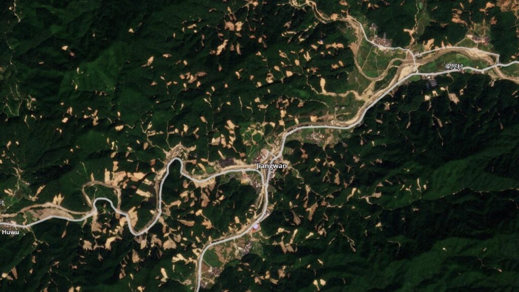 The high density of landslides around Jiangwan in Guangdong Province after the April 2024 rainfall event