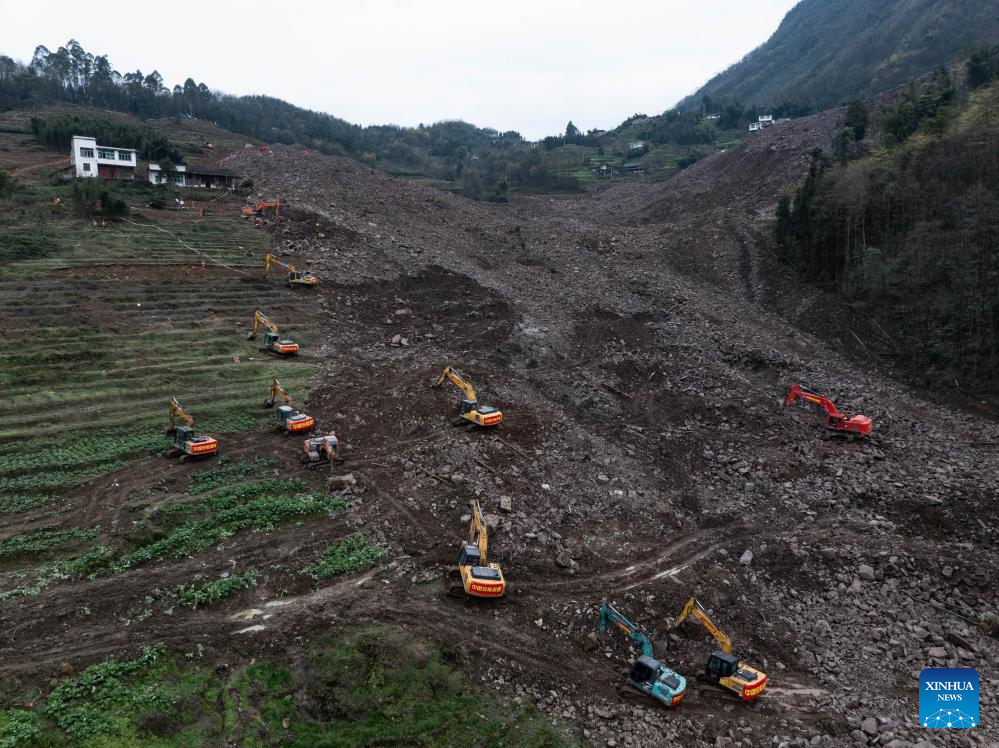 The aftermath of the 8 February 2025 Jinping landslide in Sichuan, China.