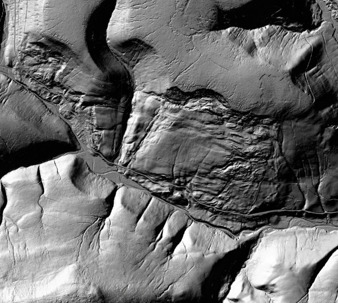Detailed lidar image of a problematic section of road along the Snake Pass.
