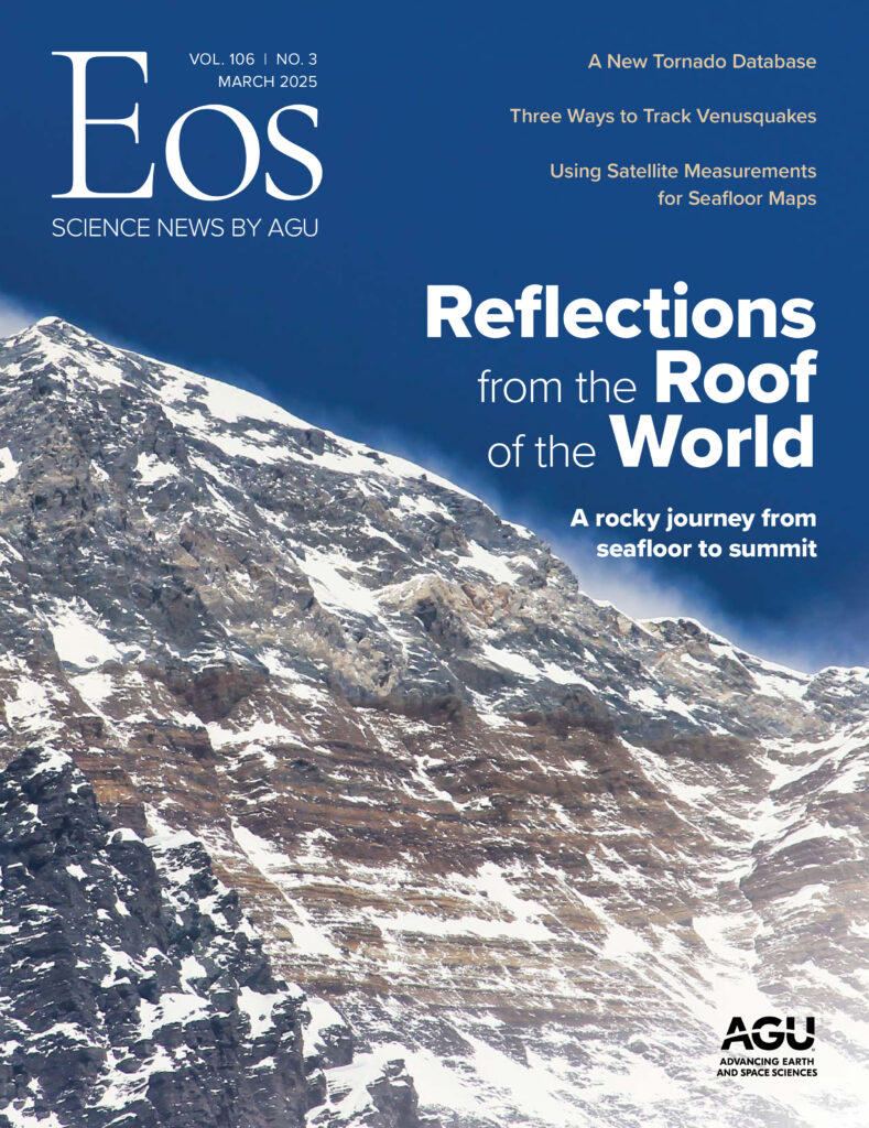 Cover of the March 2025 issue of Eos