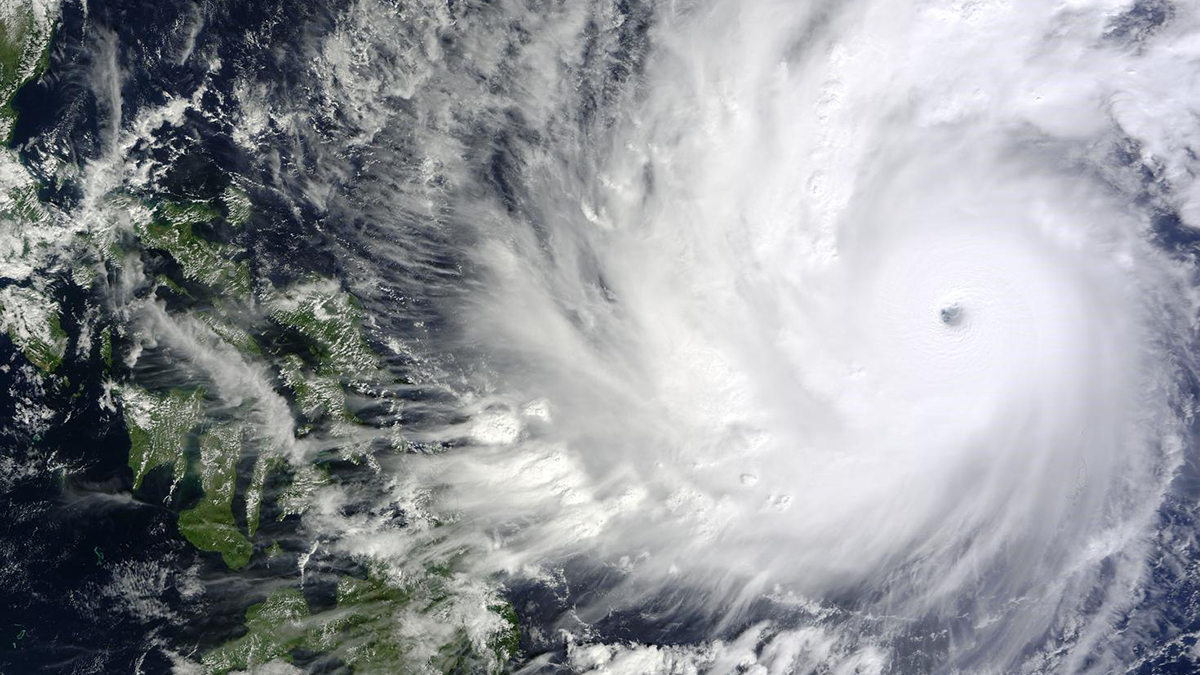 Satellite image of a typhoon.