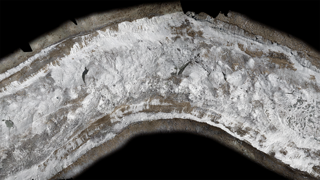aerial image of the surface of Lirung Glacier, Nepal.