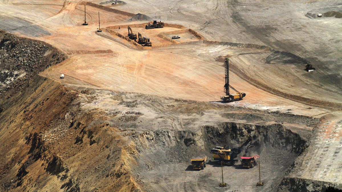 A copper mine is seen from above.