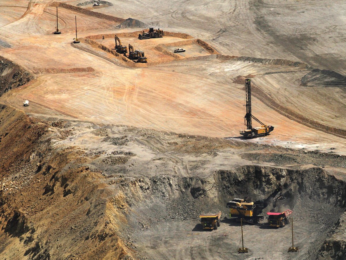 A copper mine is seen from above.