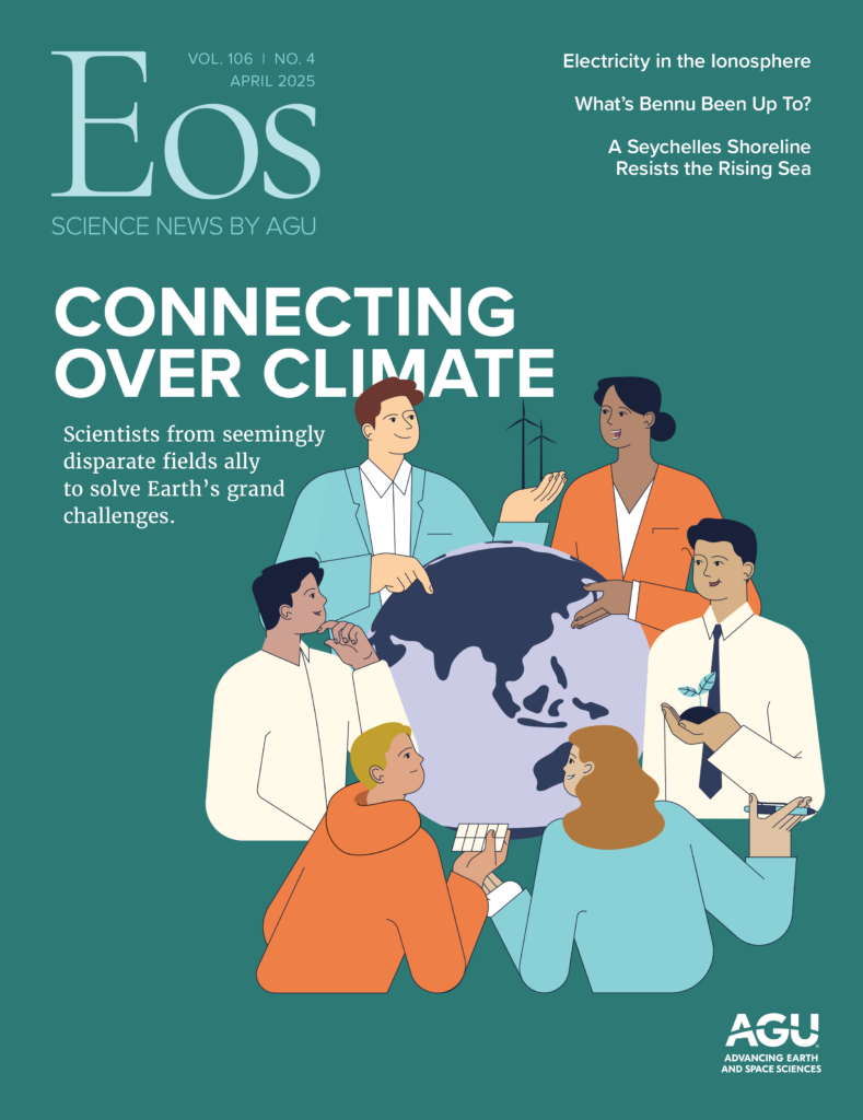 Cover of the April 2025 issue of Eos