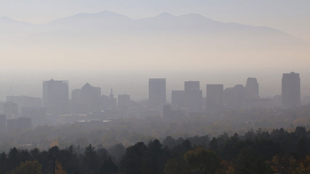 Smog and haze over Salt Lake City