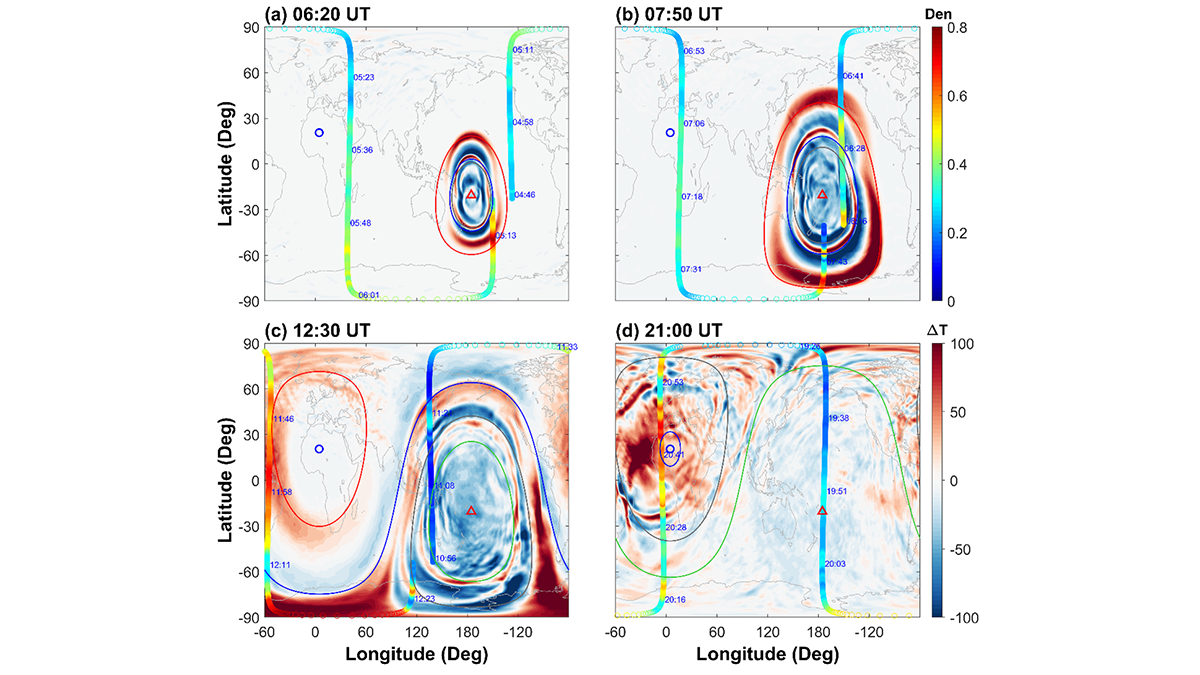 Four images showing the simulation presented in the paper at different timestamps.