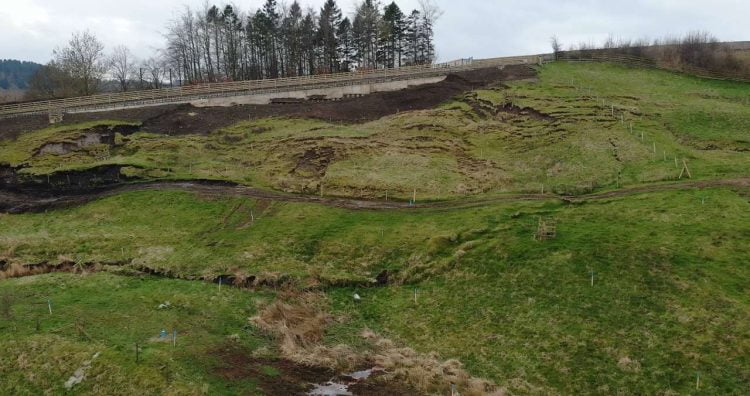 The Browney Curve landslide site.