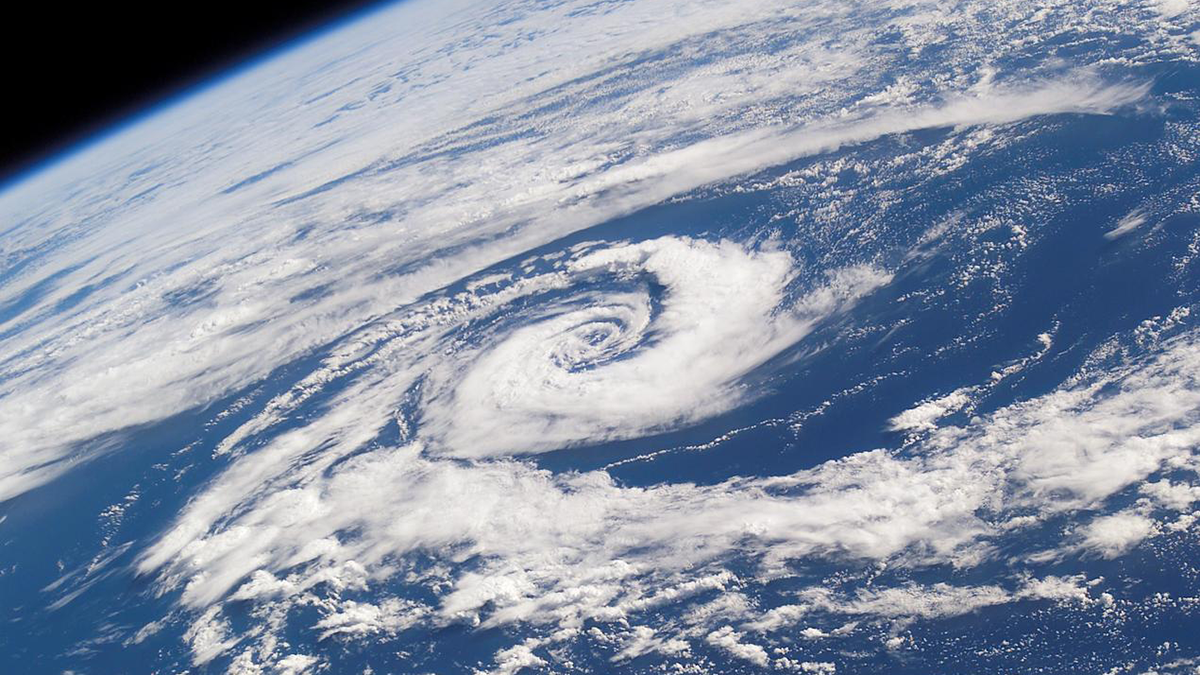 Satellite photo of a subtropical cyclone.