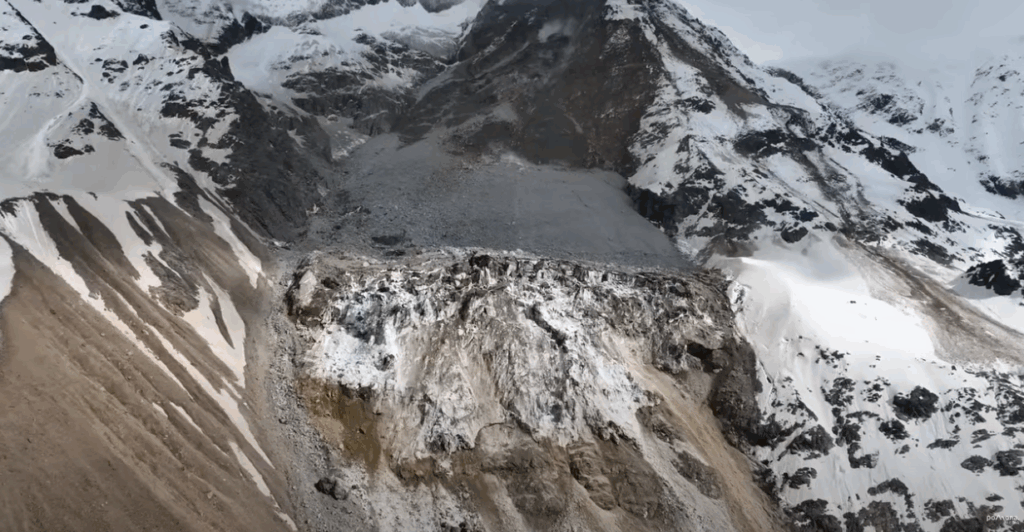 The current situation on the Birch Glacier at Blatten.