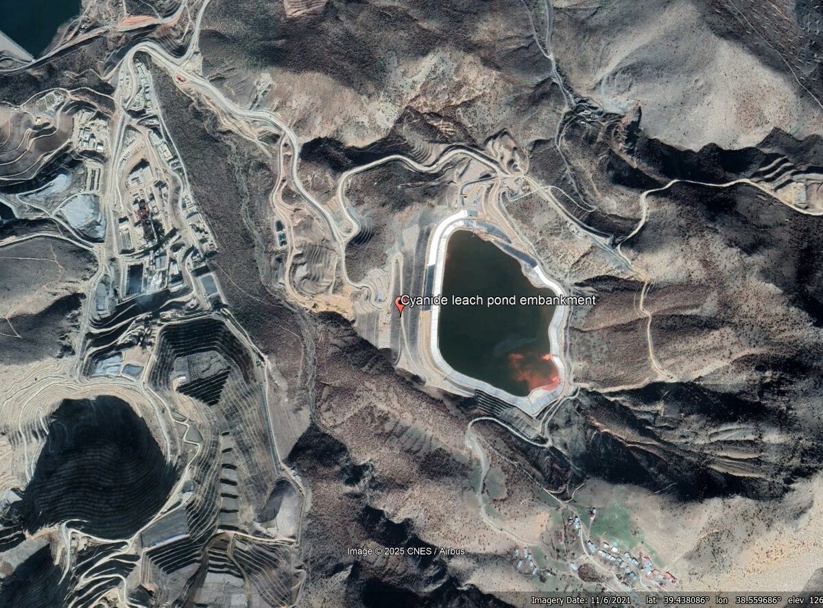 Google Earth image showing the site of the of the 13 February 2024 Çöpler Gold Mine Landslide, Erzincan, Türkey.