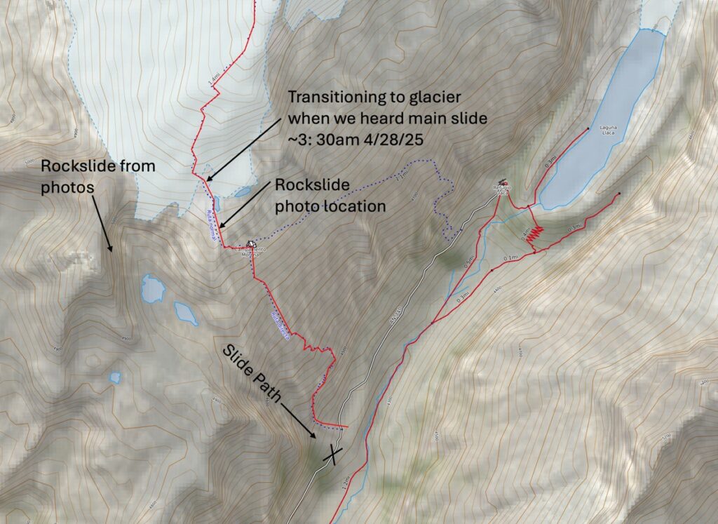 A map showing the locations of the rockslide images.