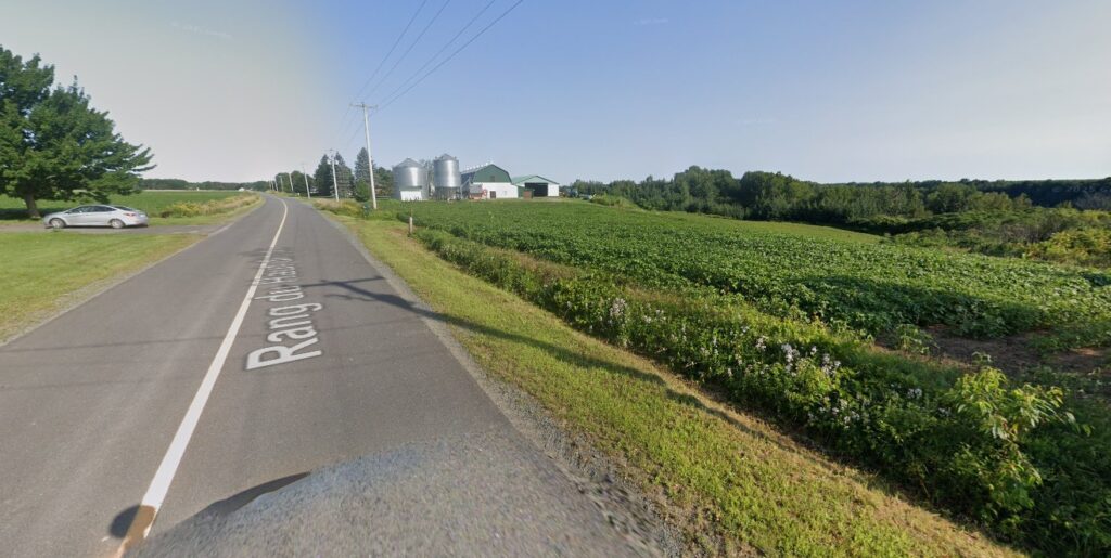 Google Street View image of the site of the 21 May 2025 quick clay landslide at Sainte Monique in Canada.