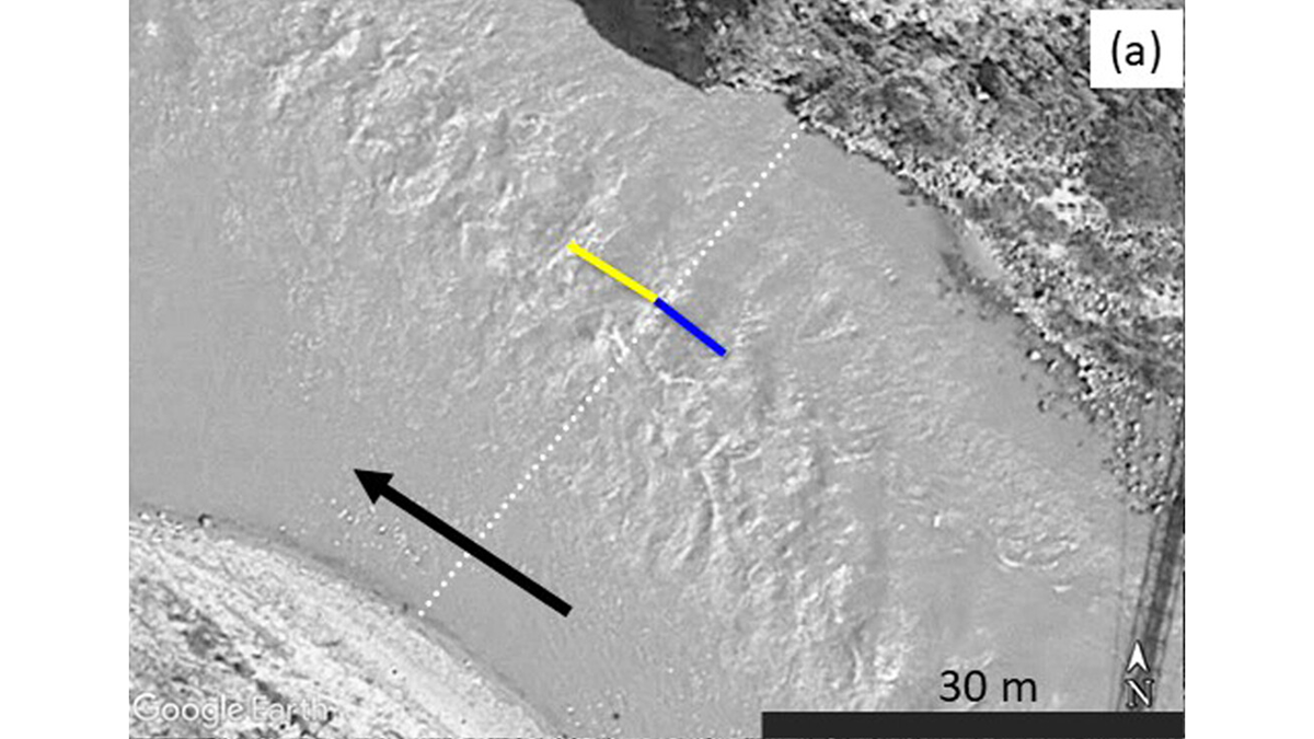 Satellite image of a river channel.