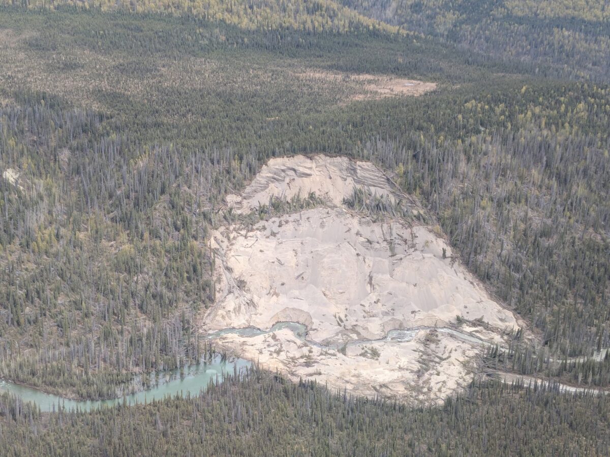 The landslide on the Lakina River in Alaska. Photograph posted to Facebook by John Matthews.