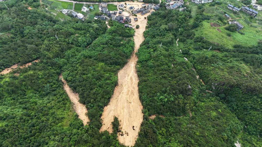 View from the crown of the 15 June 2025 landslide at Zhonghe village in western Guangdong province, China.