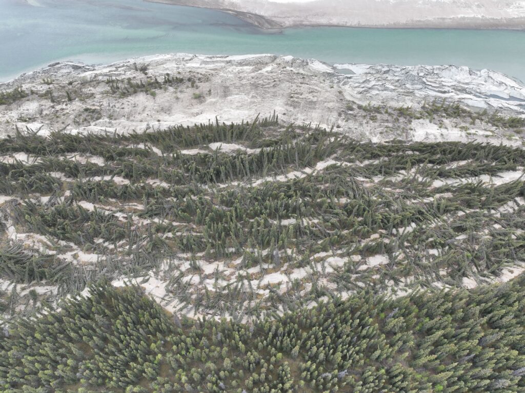 The May 2025 Yukon River landslide, viewed from a drone.